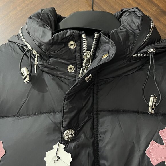 Chrome Hearts Black Zip-Up Hooded Down Jacket - Picture 7 of 10